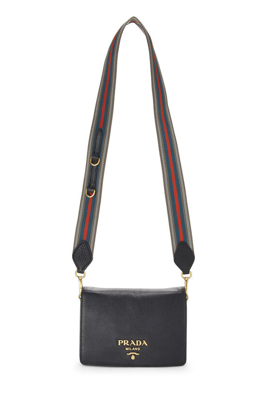 Black Vitello Daino Dual Strap Crossbody Bag, , large image number 2