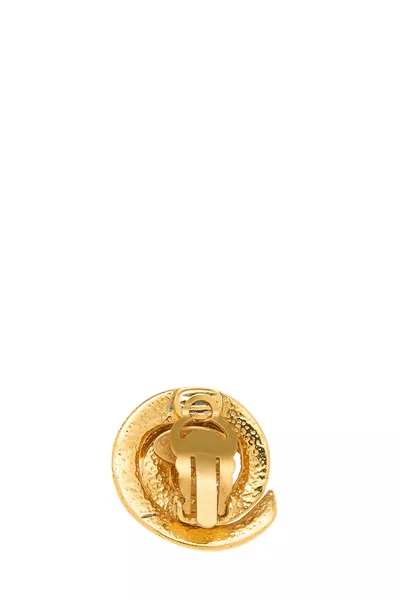 Gold Button Earrings, , large