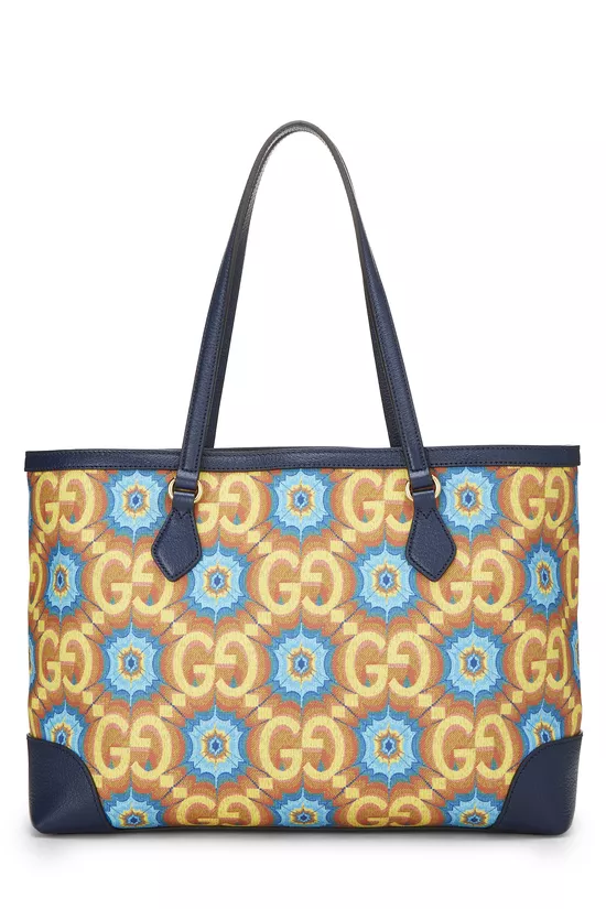 Navy Coated Canvas Kaleidoscope Ophidia Tote, , large image number 3