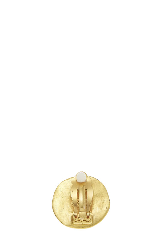 Gold 'CC' Round Earrings, , large image number 3