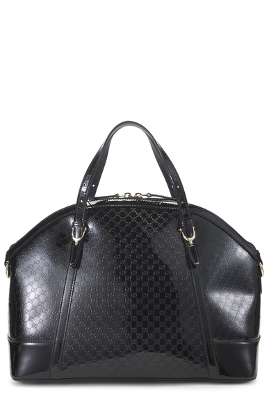 Black Patent Microguccissima Nice Top Handle Bag Medium