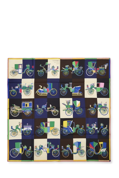 Multicolor 'Voitures Exquises' Silk Scarf 90