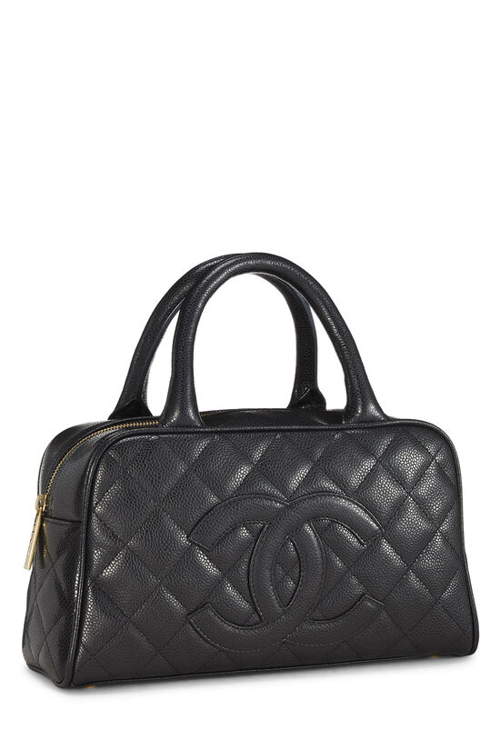 Black Quilted Caviar Bowler Mini, , large image number 1