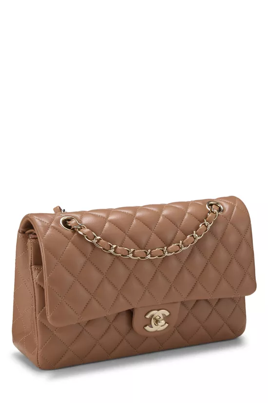 Brown Quilted Lambskin Classic Double Flap Medium, , large image number 1