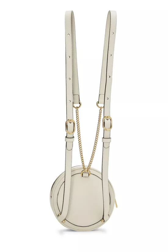 White Leather Ophidia Round Backpack Mini, , large image number 3