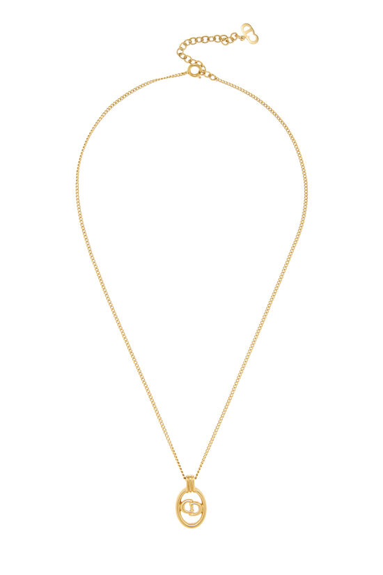 Gold Oval 'CD' Necklace, , large image number 0