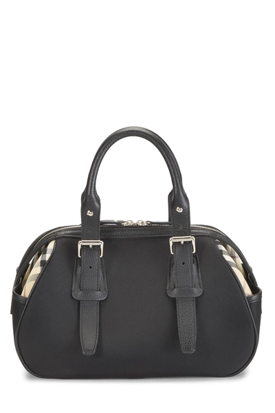 Burberry Black Nylon Check Bowling Bag