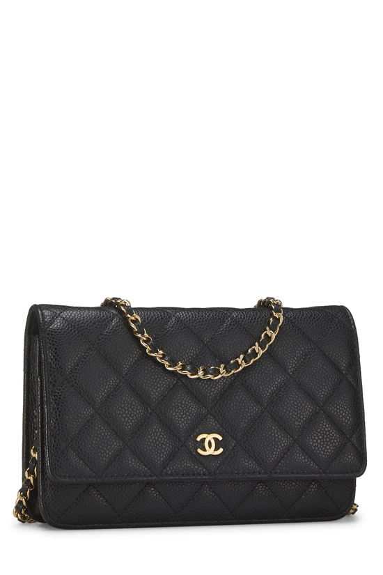 Black Quilted Caviar Classic Wallet on Chain (WOC), , large image number 1