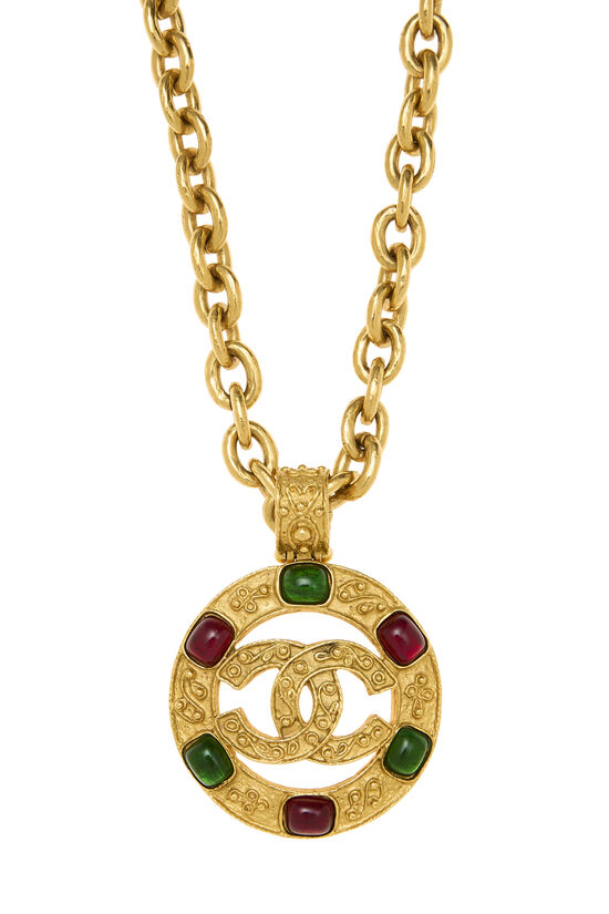Gold Filigree Multicolor Gripoix Necklace Large, , large image number 1