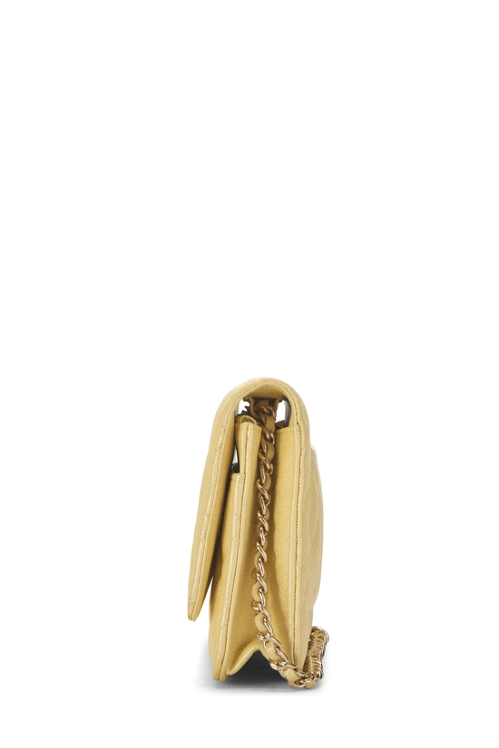 Yellow Iridescent Caviar Classic Quilted Wallet On Chain (WOC), , large image number 2