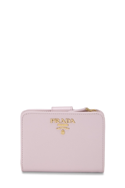 Pink Saffiano Zip Around Compact Wallet