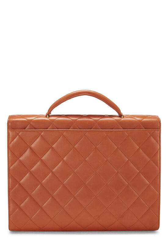Orange Quilted Lambskin Briefcase, , large image number 3