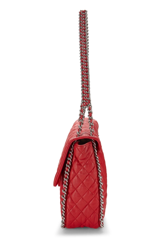 Red Quilted Lambskin Chain Around Half Flap Maxi, , large image number 2