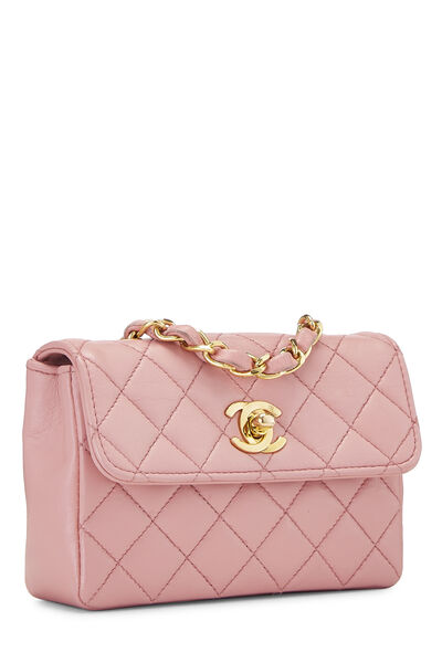 Pink Quilted Lambskin Half Flap Micro, , large