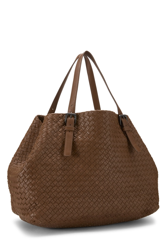 Brown Intrecciato Cesta Tote Large, , large image number 1