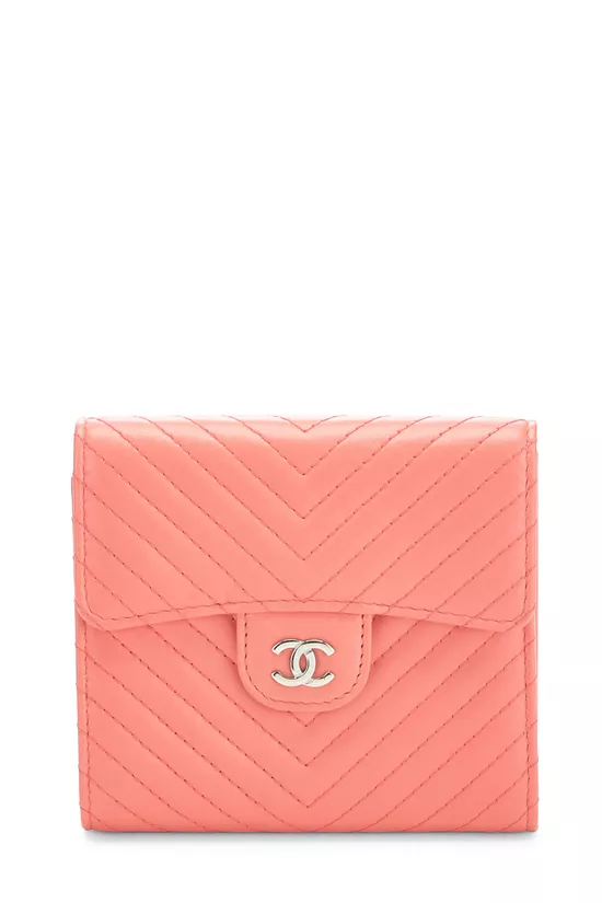 Orange Chevron Lambskin Compact Wallet, , large image number 0