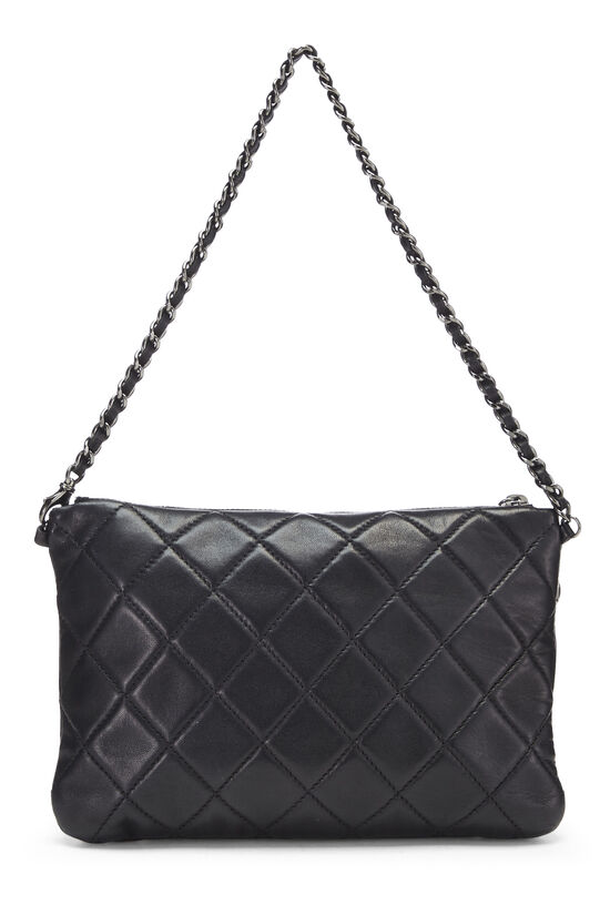 Genuine Metallic Calfskin Clutch Bag Trendy Quilted Handbag 