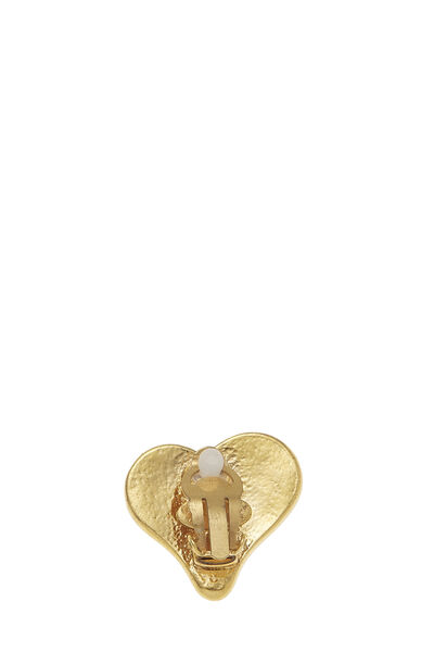 Gold & Blue Gripoix Heart Earrings, , large