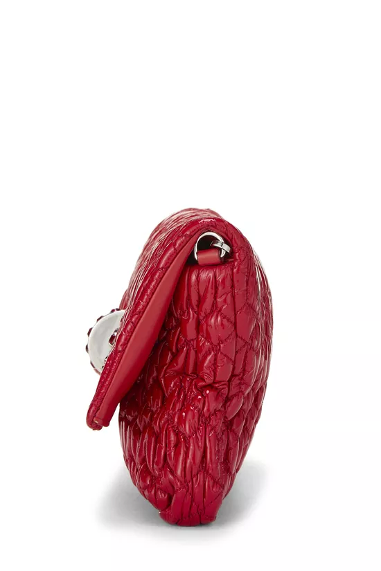 Red Nappa Crystal Flap Shoulder Bag, , large image number 2