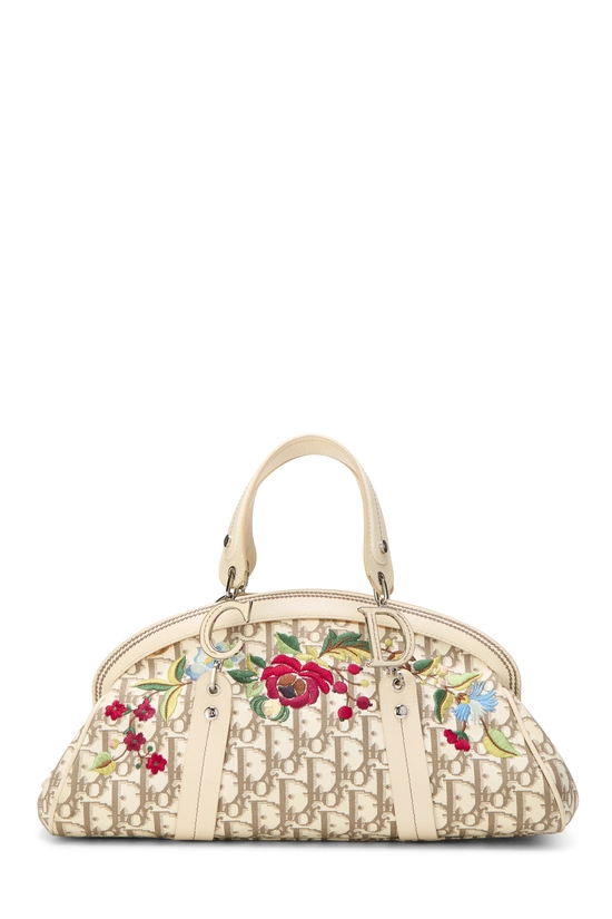 Beige Embroidered Floral Handbag Small, , large image number 0