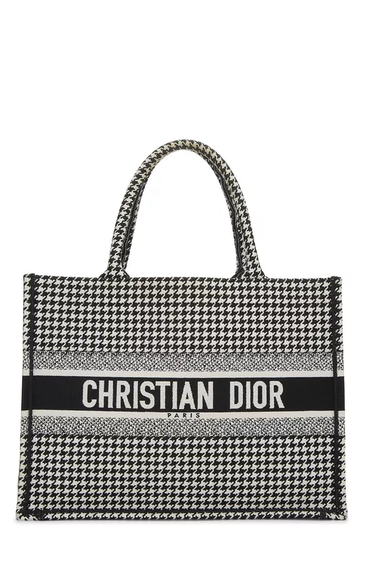 Black Houndstooth Canvas Book Tote Medium, , large image number 0