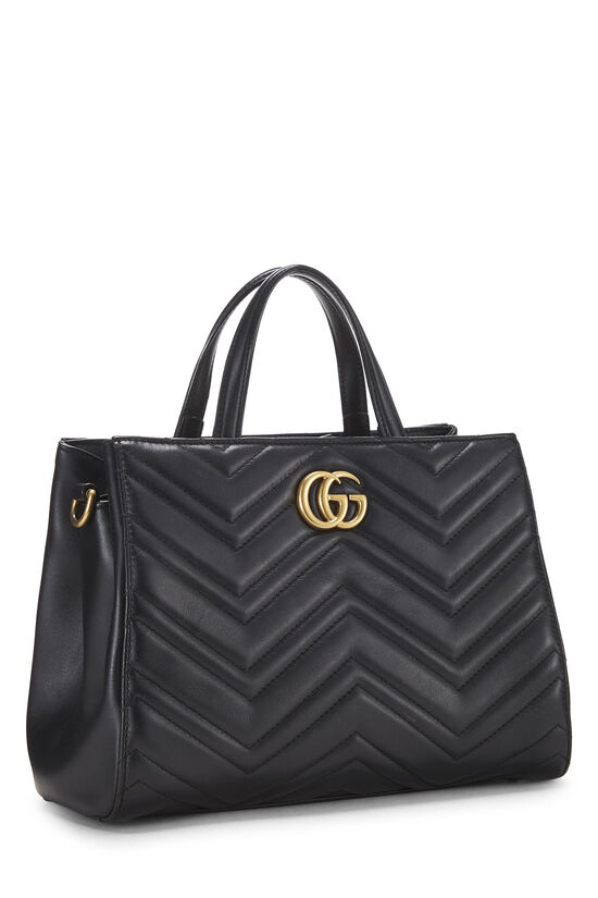 Black Leather GG Marmont Top Handle Bag Small, , large image number 1