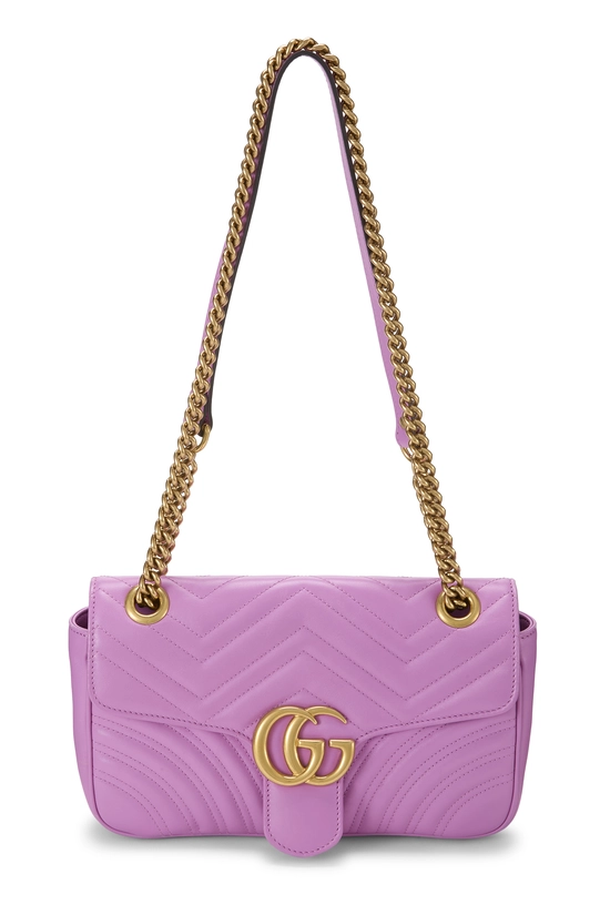 Pink Leather GG Marmont Shoulder Bag Small, , large image number 0
