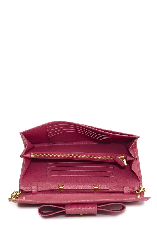 Pink Saffiano Bow Wallet On Chain (WOC), , large image number 3