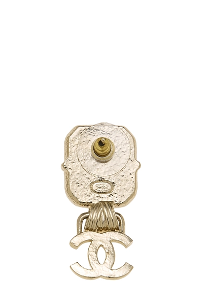 Black & Gold Logo Dangle Earrings, , large