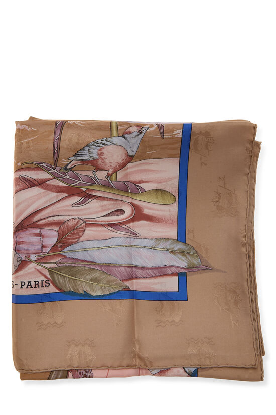 Pink & Multicolor 'Christophe Colomb D&eacute;couvre L&rsquo;Amerique' Silk Scarf 90, , large image number 1