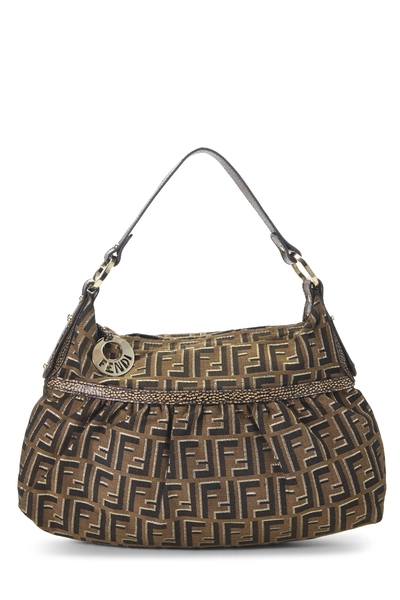 Fendi Brown Zucca Lurex Canvas Chef Hobo