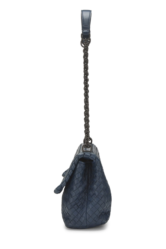 Blue Intrecciato Leather Olimpia Shoulder Bag, , large image number 2