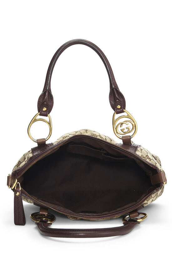 Duffle bag with Interlocking G in Beige Brown GG Canvas