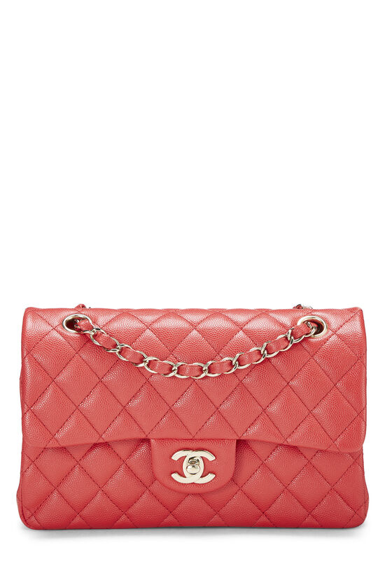 Red Quilted Caviar Classic Double Flap Small