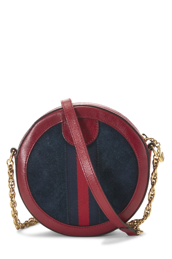 Navy Suede Ophidia Round Shoulder Bag Mini, , large image number 3