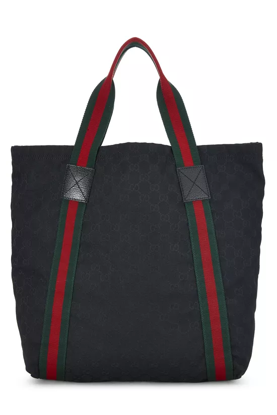 Black GG Canvas Flat Web Tote, , large image number 3