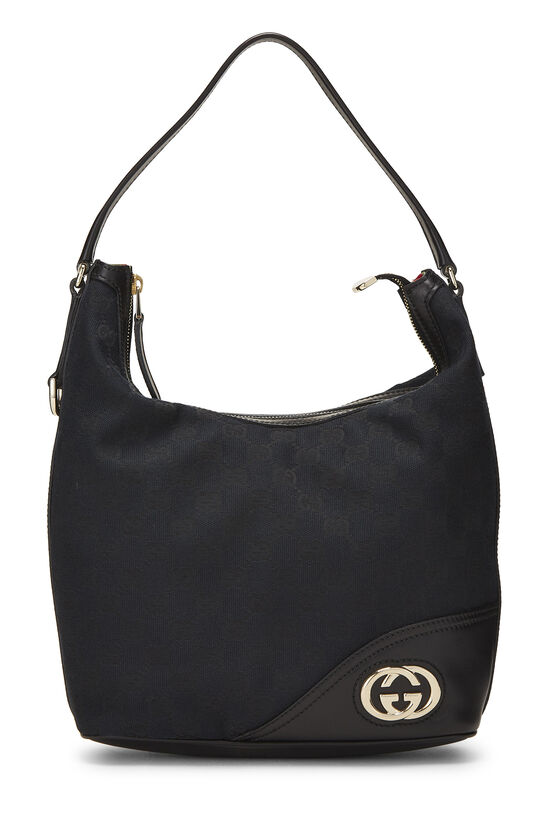Black GG Canvas Britt Hobo Small, , large image number 0