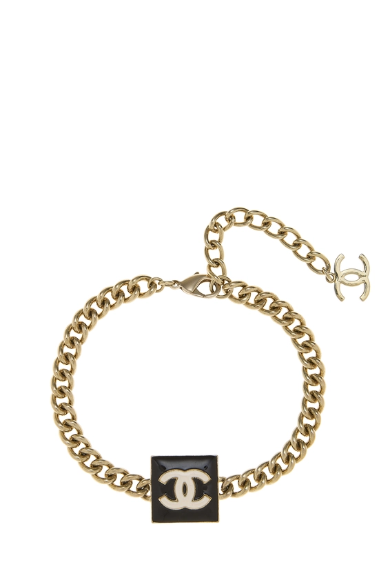 Black Enamel Gold 'CC' Choker, , large image number 0