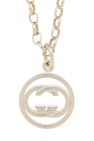 Silver Interlocking GG Necklace, , large
