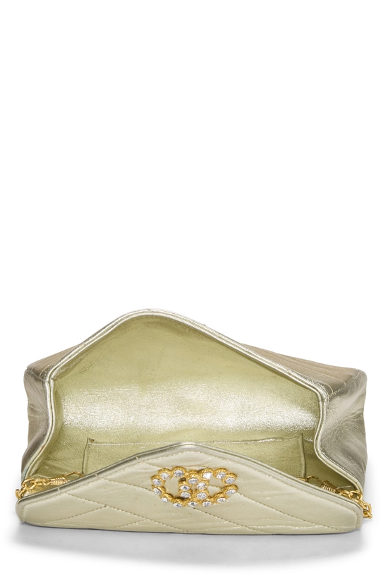 Metallic Gold Chevron Calfskin Envelope Flap Mini, , large image number 5