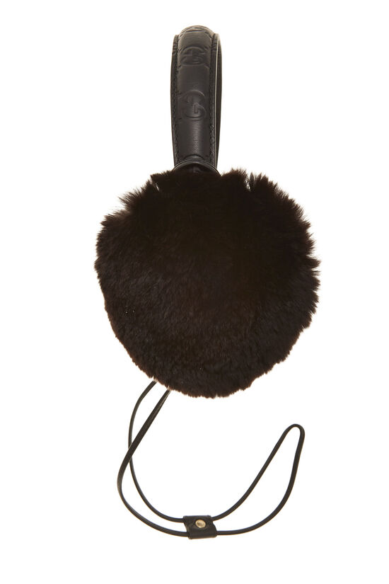 Black Guccissima Fur Earmuffs, , large image number 1