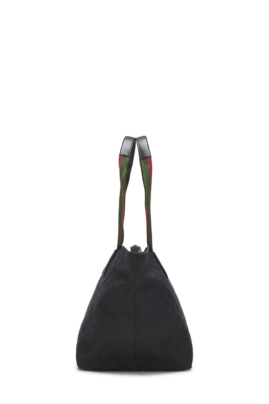 Black GG Canvas Web Soft Zip Tote, , large image number 2