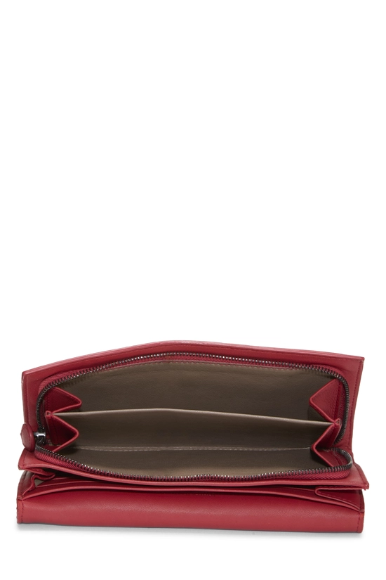 Red Intrecciato Continental Wallet, , large image number 3