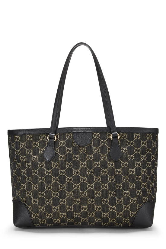 Black GG Denim Ophidia Tote Medium, , large image number 3