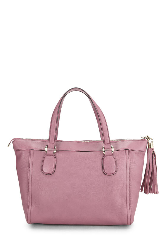 Pink Grained Leather Soho Zip Tote , , large image number 3