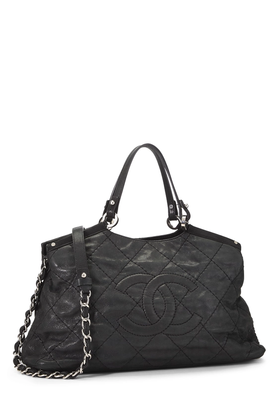 Black Nubuck Leather Sea Hit Tote Bag Small, , large image number 1
