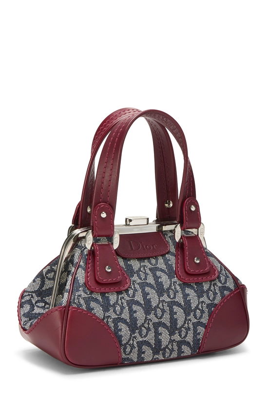 Burgundy & Navy Trotter Canvas Frame Satchel Handbag Mini, , large image number 1