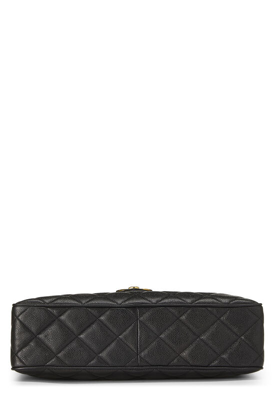 Black Quilted Caviar Envelope Camera Bag XL, , large image number 5