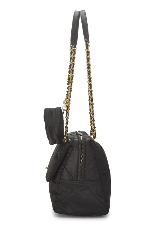 Black Satin Bowling Flap Bag, , large image number 2
