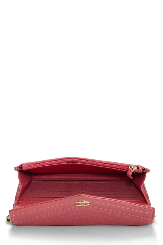 Pink Lambskin Chevron Wallet on Chain (WOC), , large image number 5